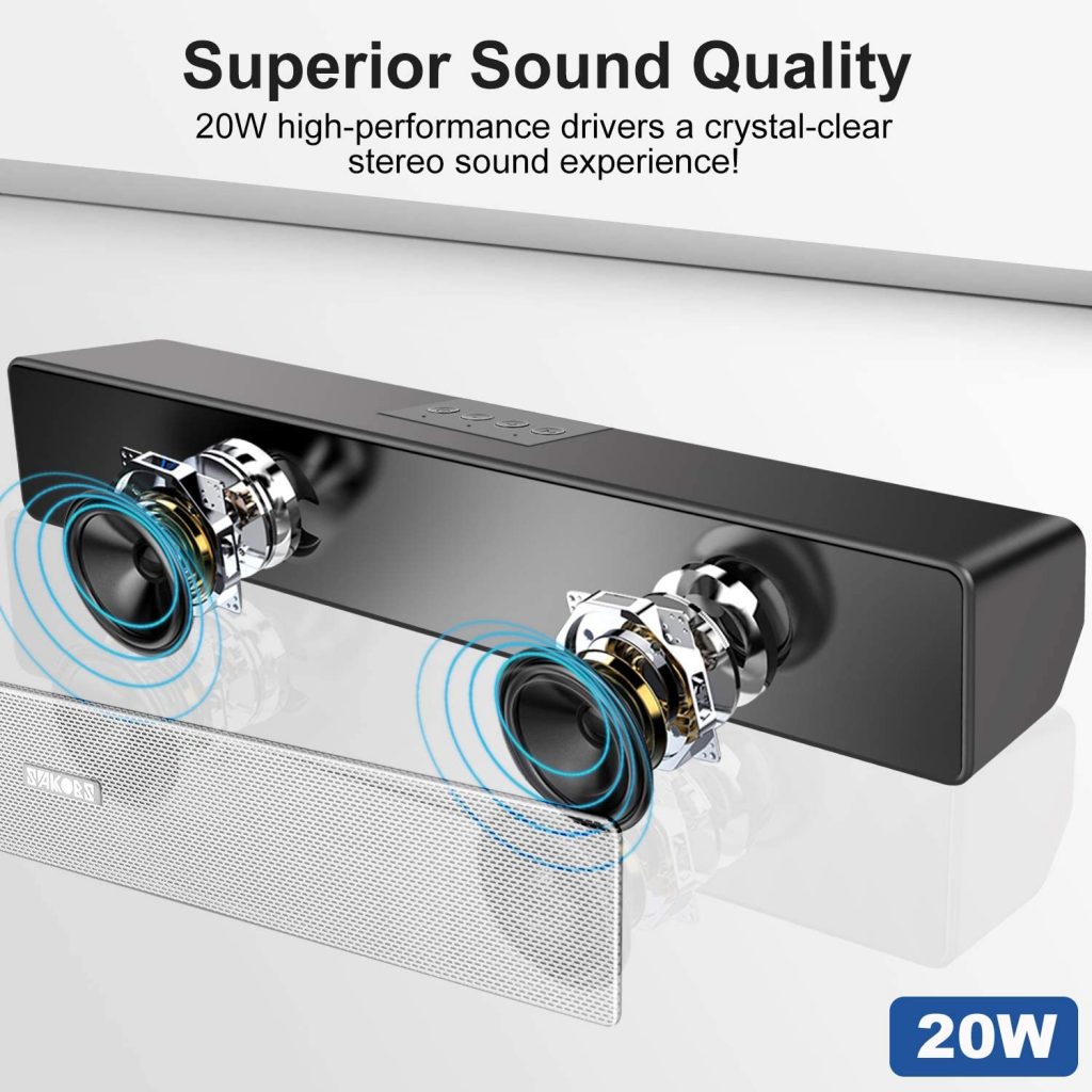 Computer Speakers Sakobs Bluetooth 5 0 Wireless Pc Sound Bar Stereo