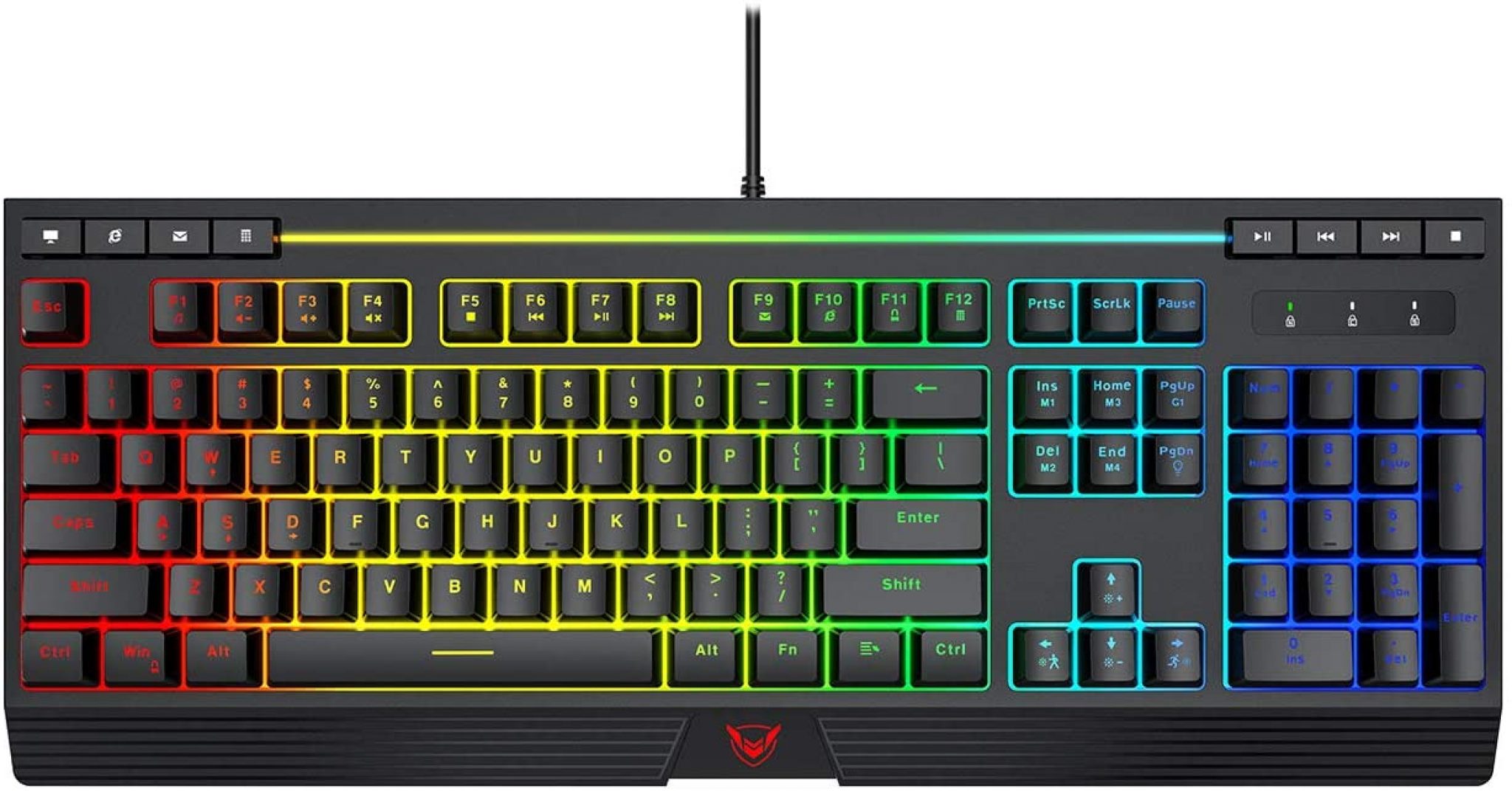 PICTEK RGB Gaming Keyboard, 8 Individual Multimedia Keys, Wired