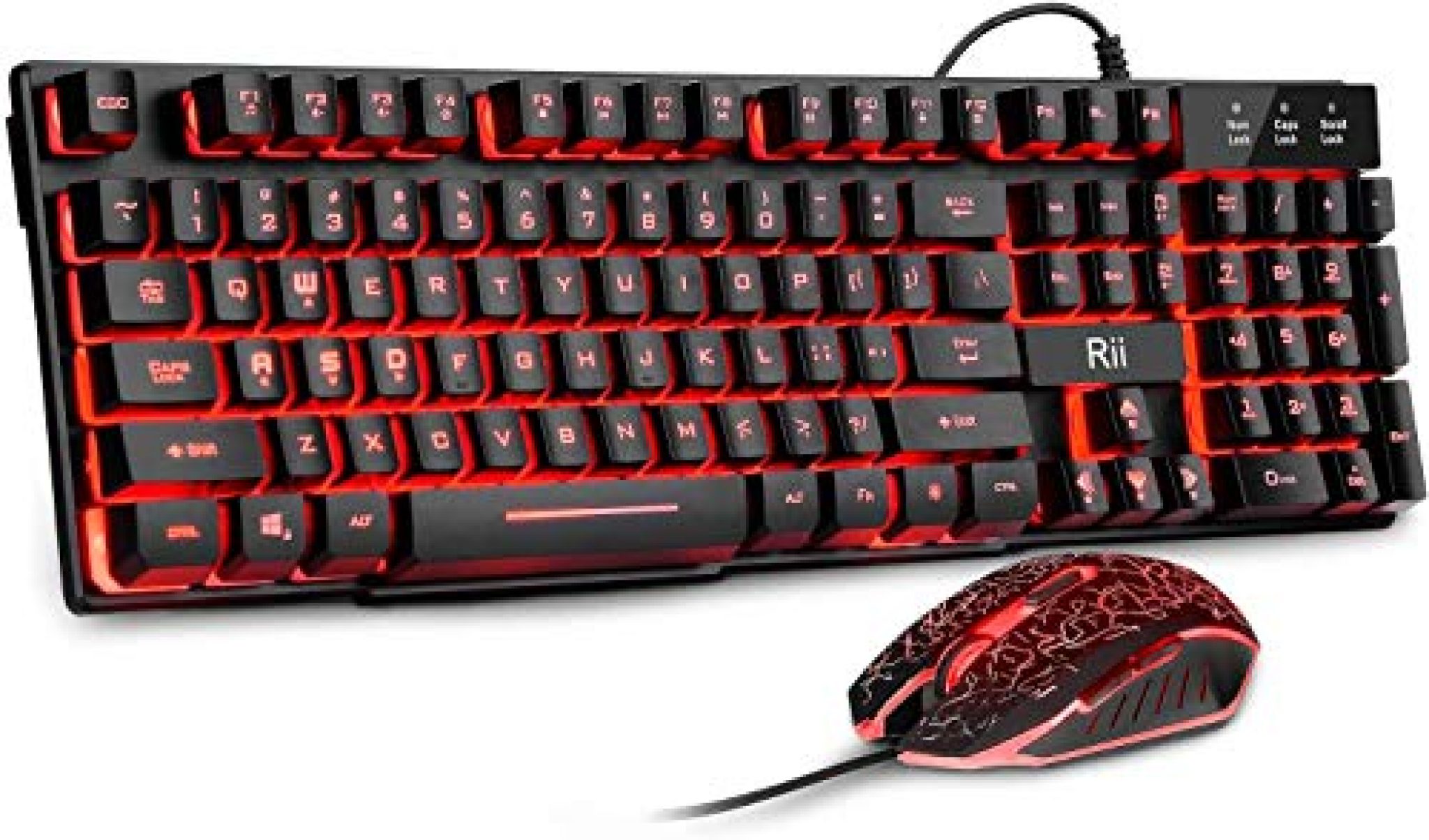 Rii Gaming Keyboard and Mouse Set, 3-LED Backlit Mechanical Feel ...