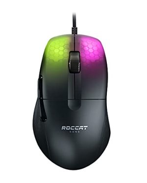 ROCCAT Kone Pro PC Gaming Mouse, Lightweight Ergonomic Design, Titan Switch Optical, AIMO RGB Lighting, Superlight Wired Computer Mouse, Titan Scroll Wheel, Honeycomb Shell, 19K DPI, Black