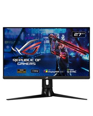 ASUS ROG Strix XG27AQ 27” HDR Gaming Monitor, 1440P WQHD (2560 x 1440), Fast IPS, 170Hz, 1ms, G-SYNC, Extreme Low Motion Blur Sync, Eye Care, HDMI DisplayPort USB 3.0 Hub, HDR™ 400