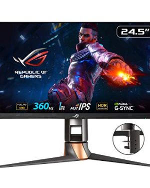 ASUS ROG Swift 360Hz PG259QNR 24.5” HDR Gaming Monitor, 1080P Full HD, Fast IPS, 1ms, G-SYNC, ULMB, NVIDIA Reflex Latency Analyzer, HDMI DisplayPort USB, Desk Mount Kit, VESA Wall Mountable, HDR10