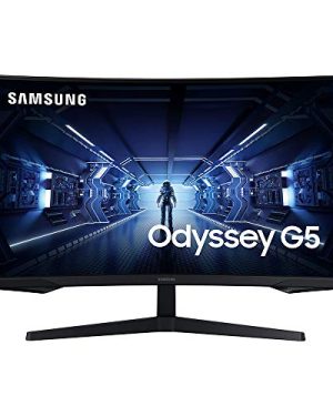 SAMSUNG 32” Odyssey G5 Gaming Monitor, WQHD (2560x1440), 144Hz, Curved, 1ms, HDMI, Display Port, AMD FreeSync Premium, HDR10, LC32G55TQWNXZA, Black