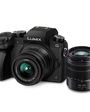 Panasonic Lumix G7 4K Digital Mirrorless Camera Bundle with Lumix G Vario 14-42mm and 45-150mm Lenses, 16MP, 3-Inch Touch LCD, DMC-G7WK (USA Black)