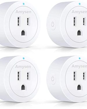 Smart Plug Amysen - A Certified & Alexa, Echo & Google Home – Only WiFi 2.4G (4- Pack) (B LED Yellow)