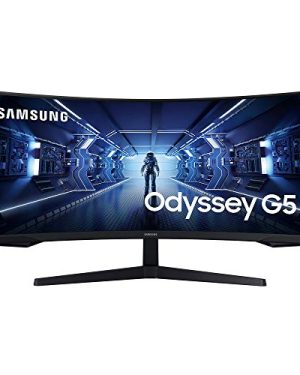 SAMSUNG 34-Inch Odyssey G5 Ultra-Wide Gaming Monitor with 1000R Curved Screen, 165Hz, 1ms, FreeSync Premium, WQHD (LC34G55TWWNXZA, 2020 Model), Black