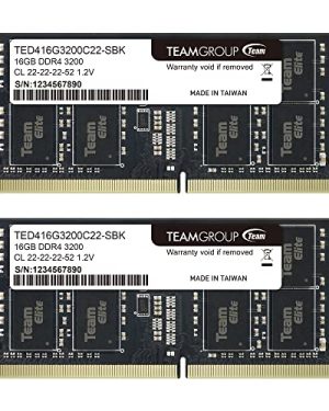 TEAMGROUP Elite DDR4 32GB Kit (2 x 16GB) 3200MHz PC4-25600 CL22 Unbuffered Non-ECC 1.2V SODIMM 260-Pin Laptop Notebook PC Computer Memory Module Ram Upgrade - TED432G3200C22DC-S01
