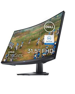 Dell S3222HG 32-inch 165Hz Curved Gaming Monitor - Full HD (1920 x 1080) Display, 1800R Curvature, AMD FreeSync, 4ms Grey-to-Grey Response Time (Super Fast Mode), 16.7 Million Colors - Black