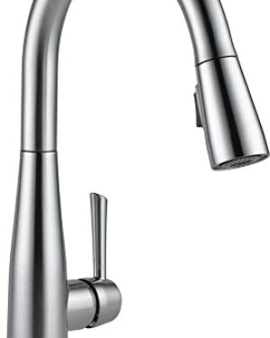 Delta Faucet Essa VoiceIQ Touchless Kitchen Faucet with Pull Down Sprayer, Smart Faucet, Alexa and Google Assistant Voice Activated, Kitchen Sink Faucet, Arctic Stainless 9113TV-AR-DST