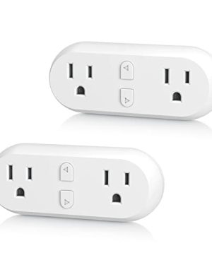 HBN Smart Plug 15A, WiFi&Bluetooth Outlet Extender Dual Socket Plugs Works with Alexa, Google Home Assistant, Remote Control with Timer Function, No Hub Required, ETL Certified, 2.4G WiFi Only, 2-Pack