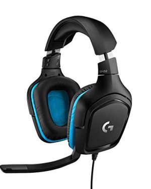 Logitech G432 Wired Gaming Headset, 7.1 Surround Sound, DTS Headphone:X 2.0, Flip-to-Mute Mic, PC (Leatherette) Black/Blue