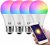 LE WiFi Smart Light Bulb Alexa, Smart Bulb Works with Google Assistant, APP Remote Control, RGBCW and CCT (2700-6500K Tunable White), Dimmable 9W 806lm A19 E26 LED Bulb, No Hub Required, Only Support 2.4G WiFi, 4 Packs